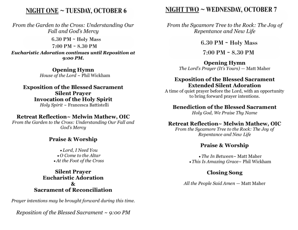 Oct 6-7 retreat Program